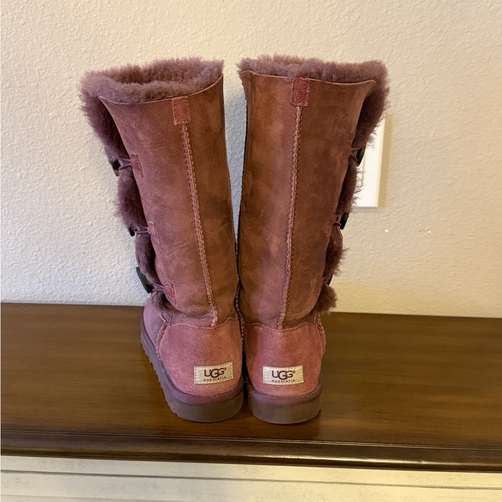 Ugg Pink Shearling Button Boots - Picture 4 of 6